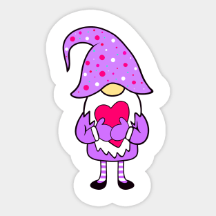 VALENTINE Gnome Purple Sticker